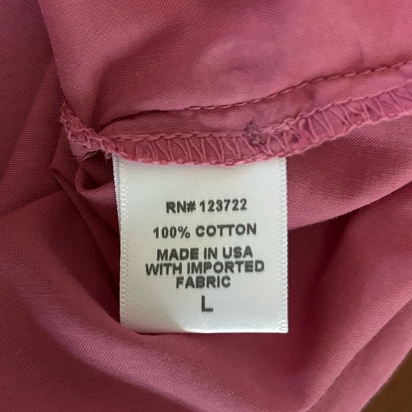 Xirena Halsey Button Down Shirt Blouse Large in Deep Rose long sleeve 100%Cotton - Picture 12 of 13